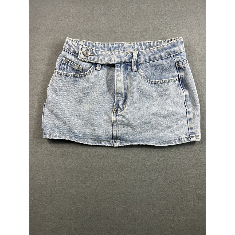 Girls XXS Acid Wash Denim Skort Light Blue Wrap Front Retro Style